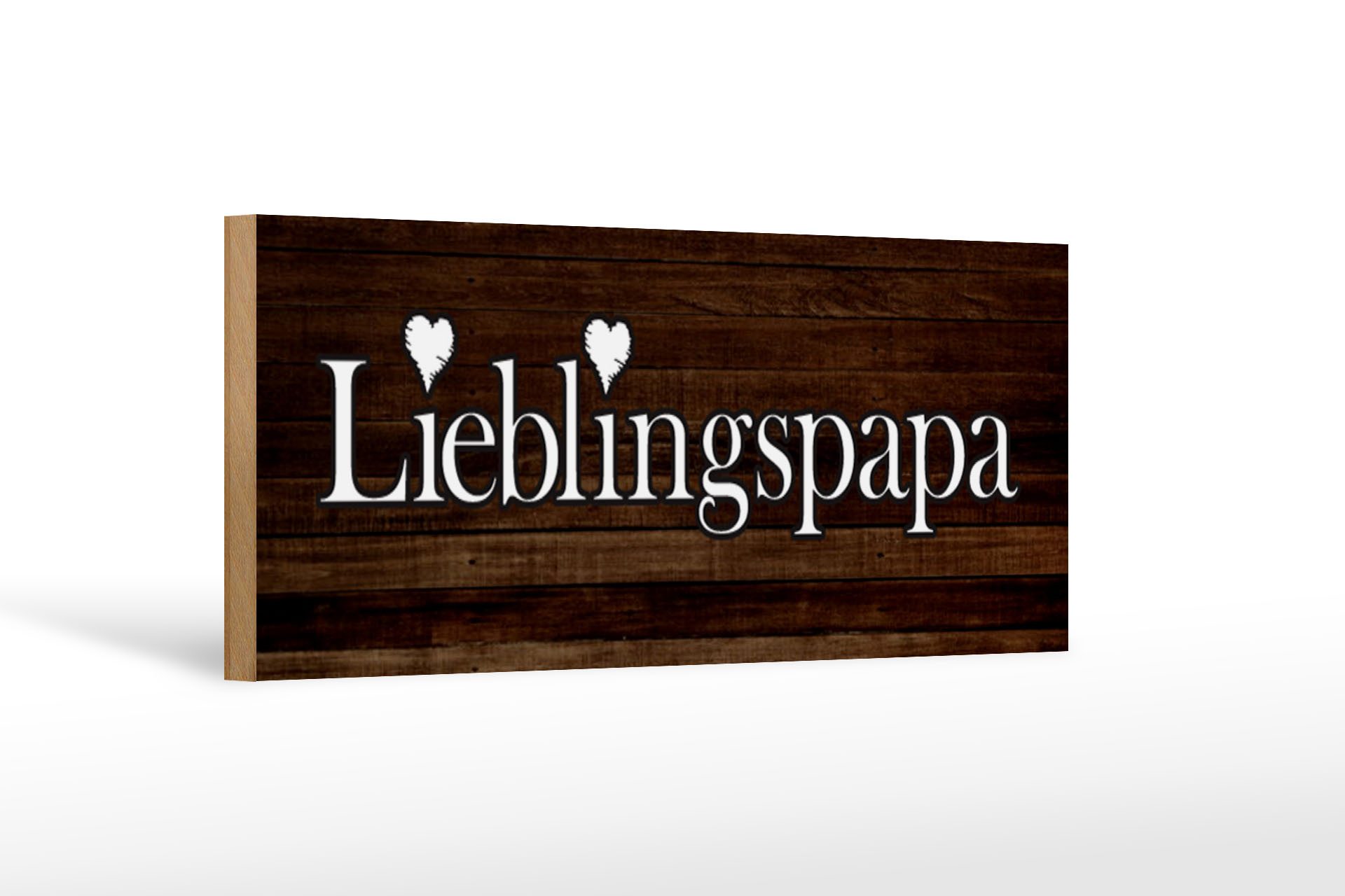 Holzbild Spruch 27x10cm Lieblingspapa Papa Herz Familie