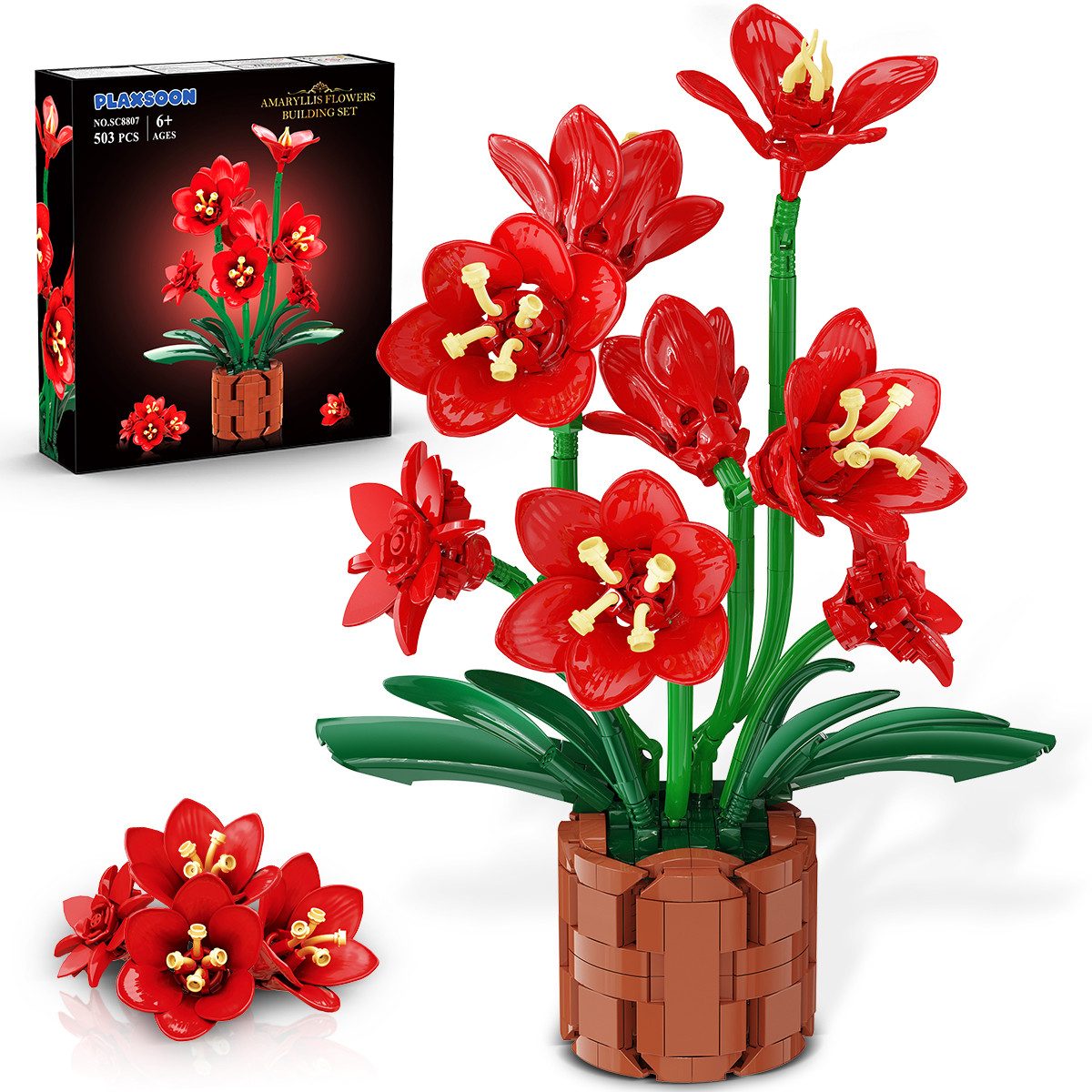 PLAXSOON Blumen Bonsai-Bauset für Erwachsene, Botanical Klemmbausteine Spielbausteine, (503 St)