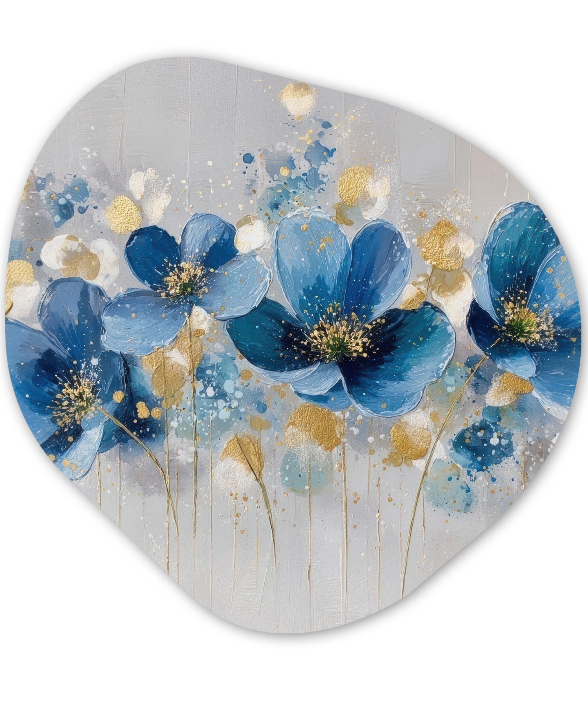 MuchoWow Gemälde Blumen - Blau - Abstrakt, Fotodruck (1 St), Wandbild Abstrakt, Wohnzimmer Schlafzimmer Wanddekoration, 40x40 cm