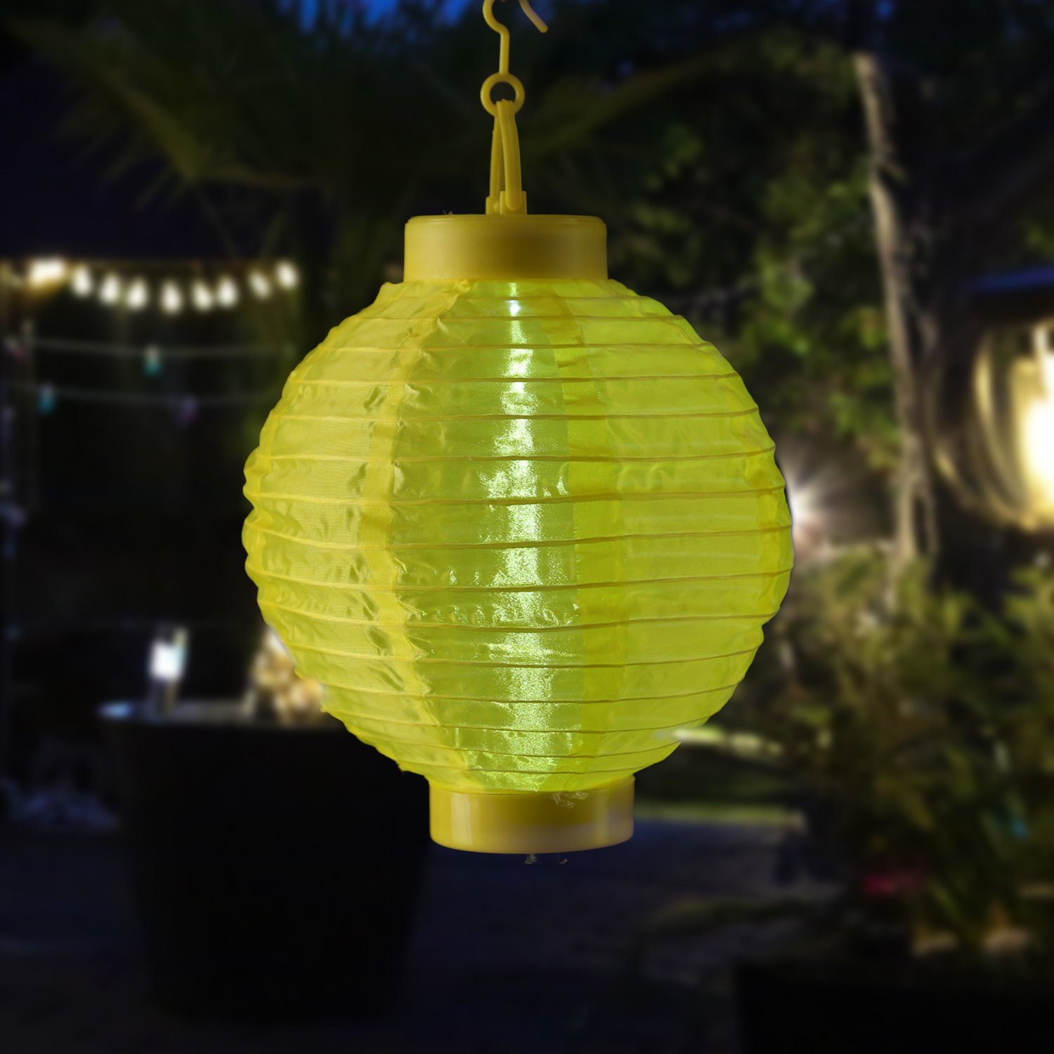 MARELIDA LED Lampion LED Solar Lampion 20cm Party Balkon Terrasse Gartenbeleuchtung gelb, LED Classic, kaltweiss (5300K bis 6000K)