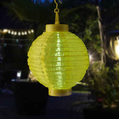 MARELIDA LED Lampion LED Solar Lampion 20cm Party Balkon Terrasse Gartenbeleuchtung gelb, LED Classic, kaltweiss (5300K bis 6000K)