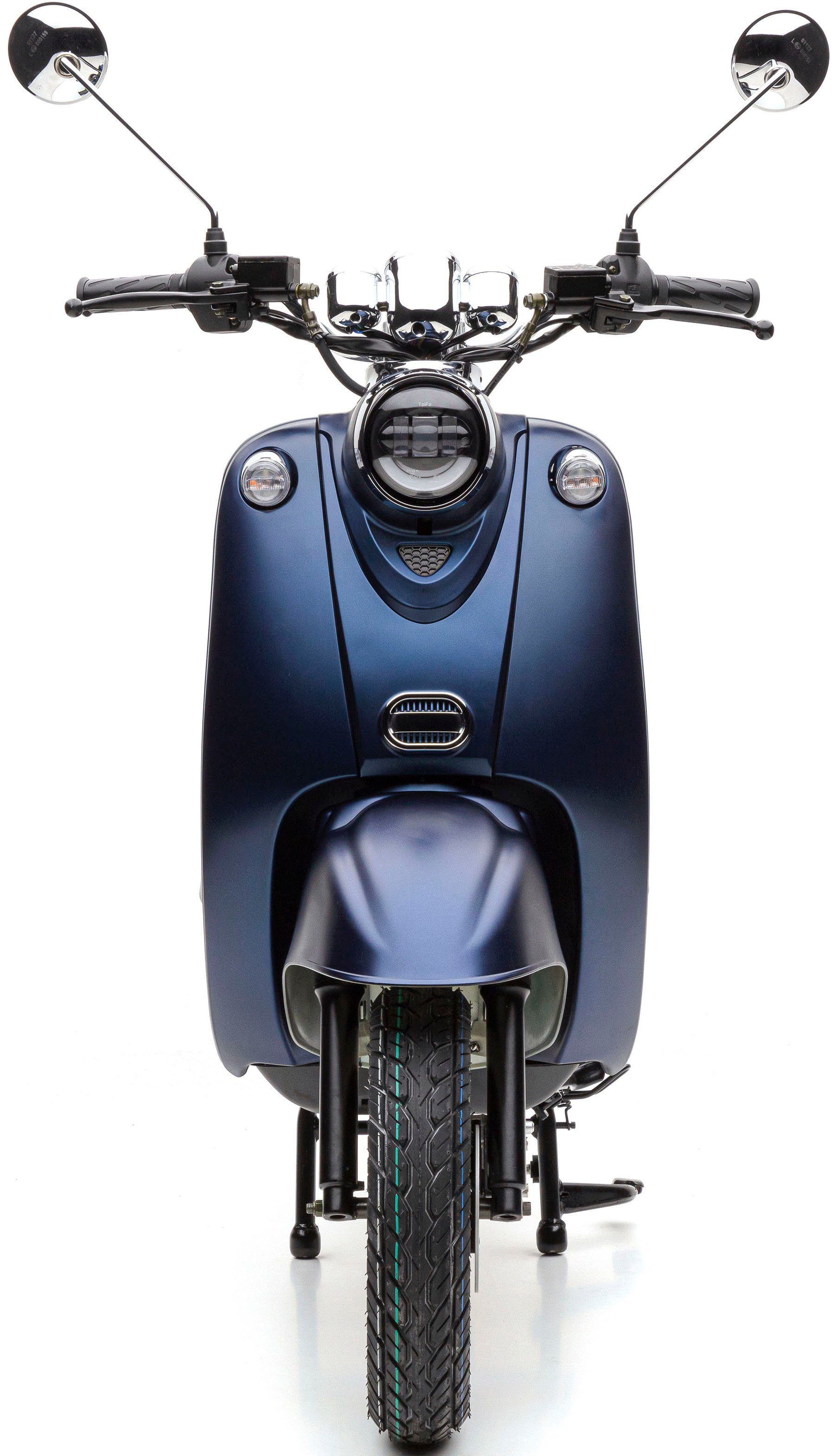 Sitzbank W, Li km/h, 45 Weißwandreifen, Star Tacho Mit digitalem 2000 blau E-Motorroller Motors Premium, Nova und eRetro gesteppter