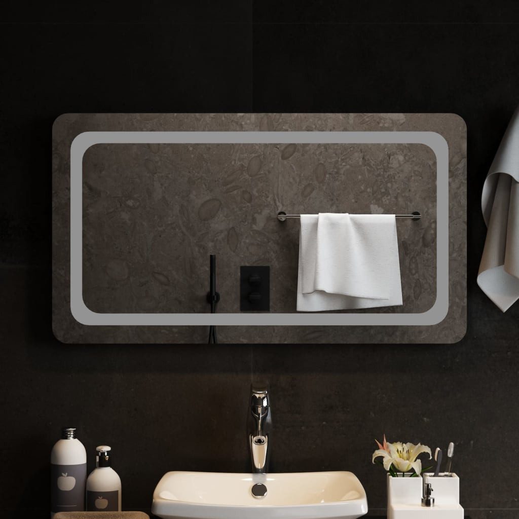 vidaXL Spiegel 90 x 50 cm LED-Badspiegel 90x50 cm Bad Spiegel Beleuchtet Badezimmer