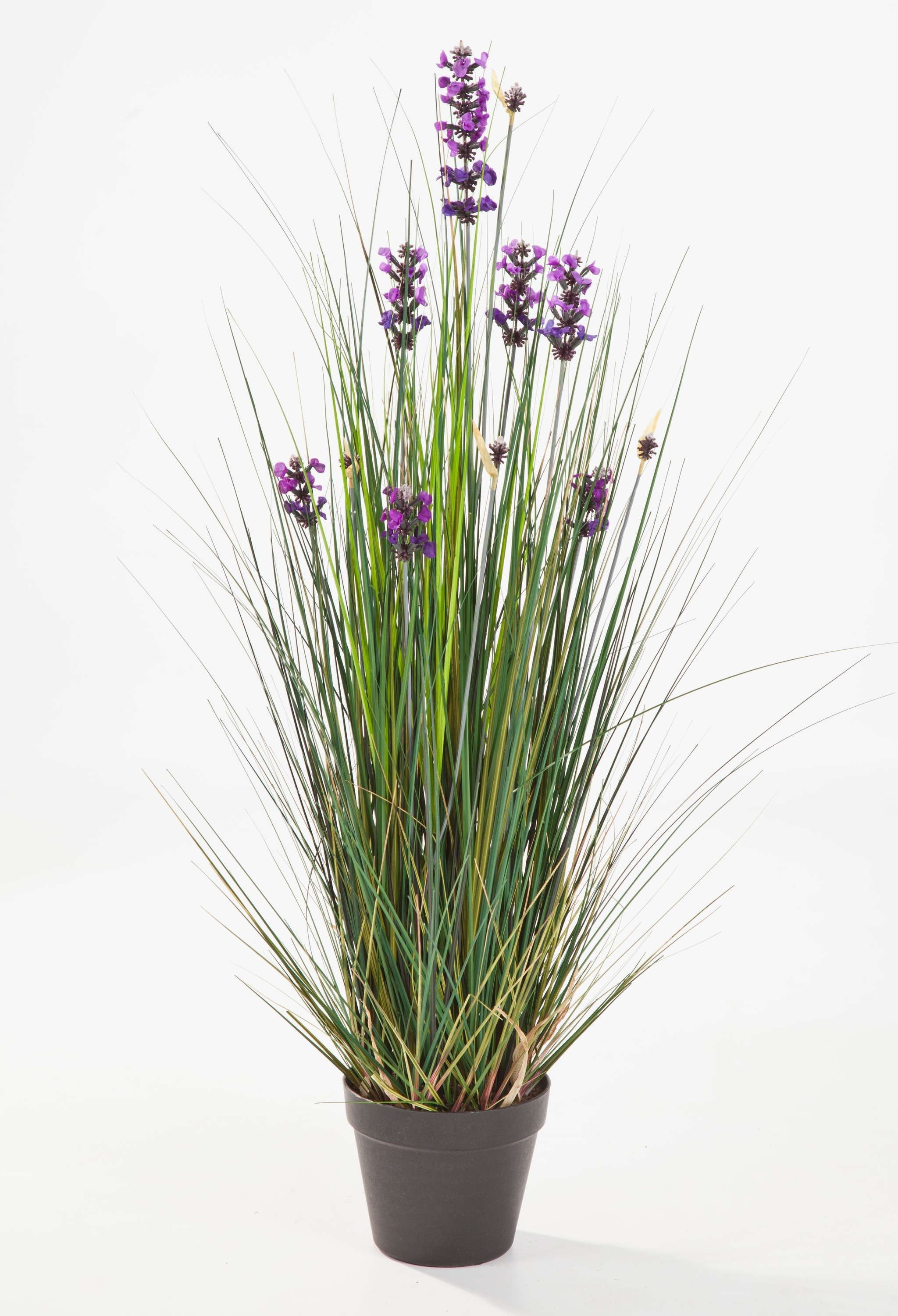 Kunstgras Deko Lavendel Gras, 575 Halmen,11 Blüten, lila, 90cm, artplants, Höhe 90.0 cm