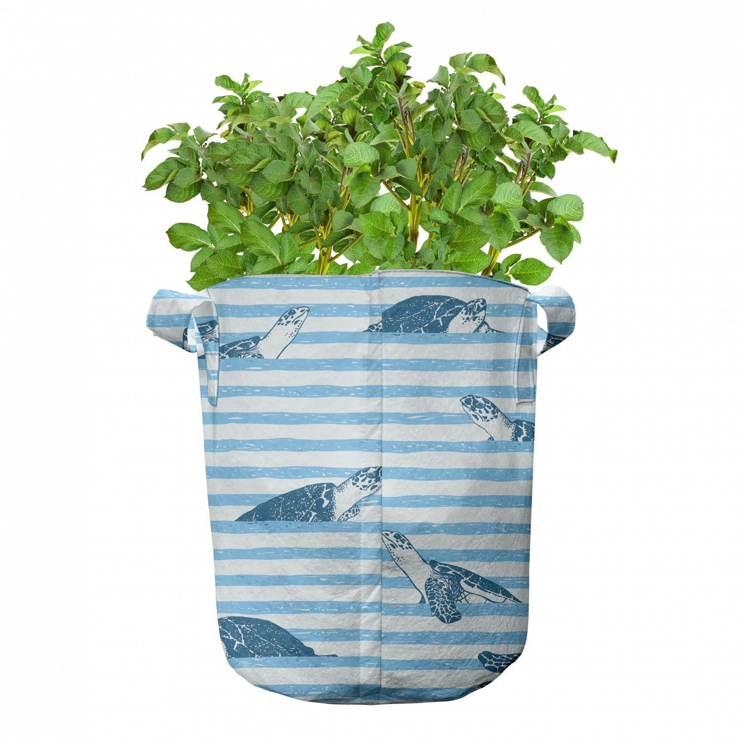 Abakuhaus Pflanzkübel Aquatic Turtle Pflanzen, Blau Griffen Gestreift Stofftöpfe für hochleistungsfähig mit