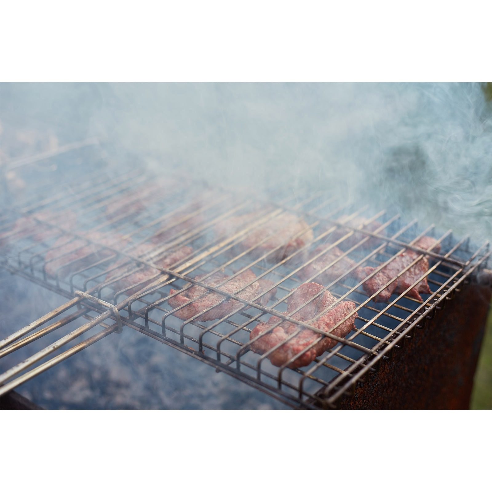 Home Ideas Grillguthalter Grillkorb für Fleisch, Fisch, Gemüse, Würstchen & Co., Rostfreier Edelstahl & Kunststoff, Zum Einfachen Wenden & Grillen
