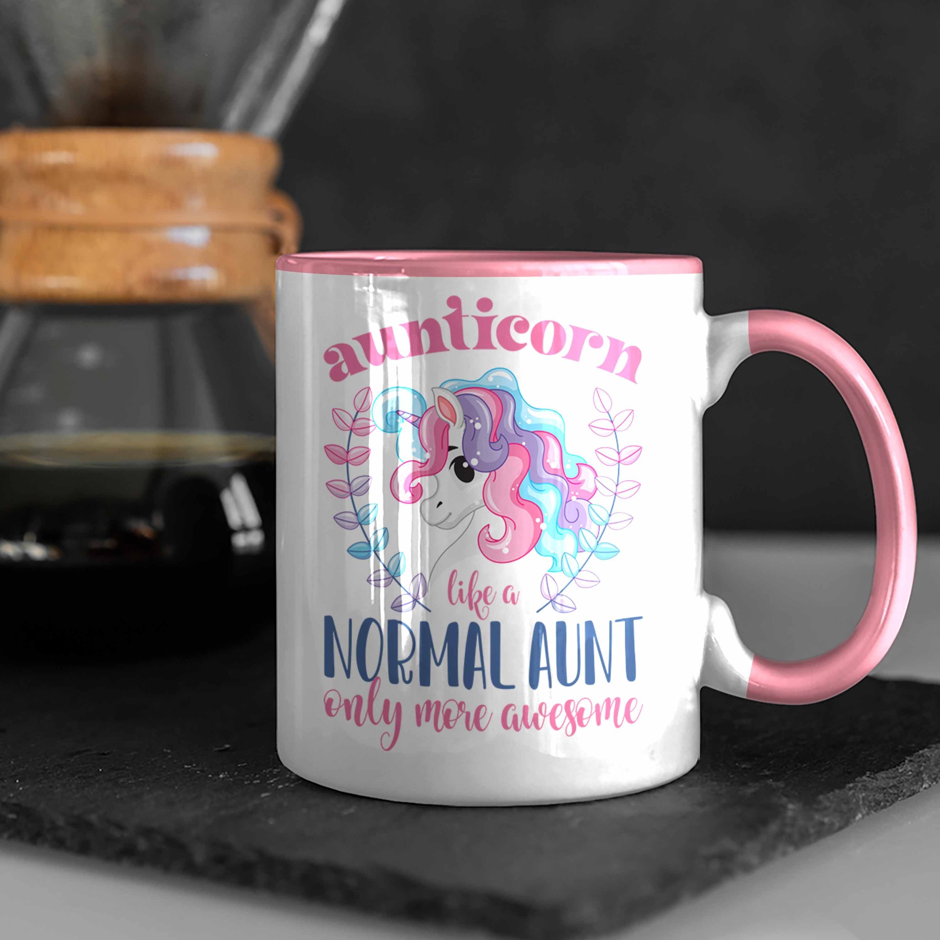 Tasse Trendation - Lustig Kaffeetasse Aunitcorn Geschenkidee Trendation Tasse Geburtstag Tante für Beste Geschenk Tante Rosa