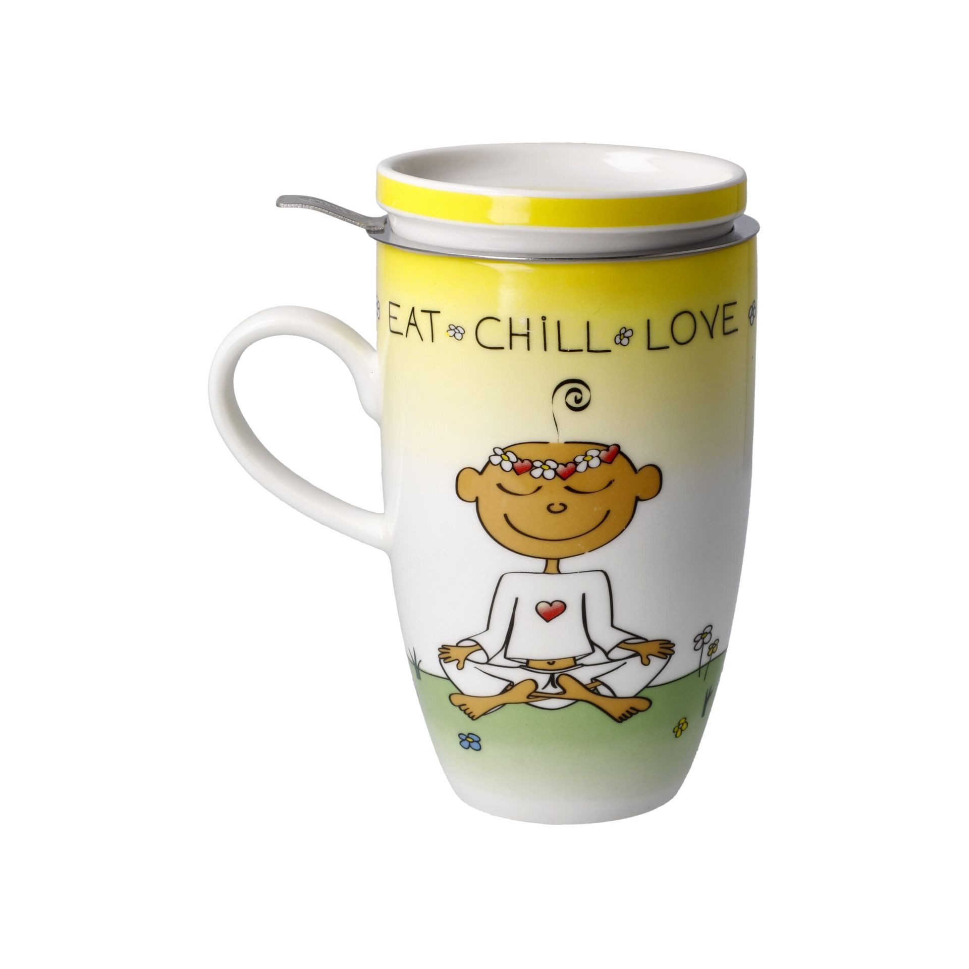 Goebel Tasse Eat Chill Love 8x14x11.5 cm, Porzellan, Spülmaschinengeeignet; Mikrowellengeeignet