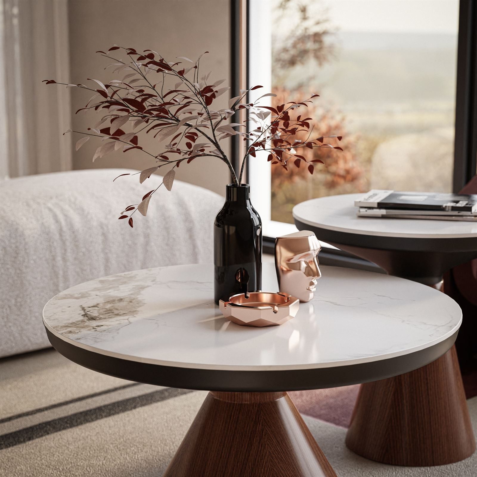 Lookway Couchtisch Giselle Couchtisch 2-in-1 – modernes Design (2er Set), Durchmesser: ⌀70 cm und ⌀50cm – Bild 4 von 5