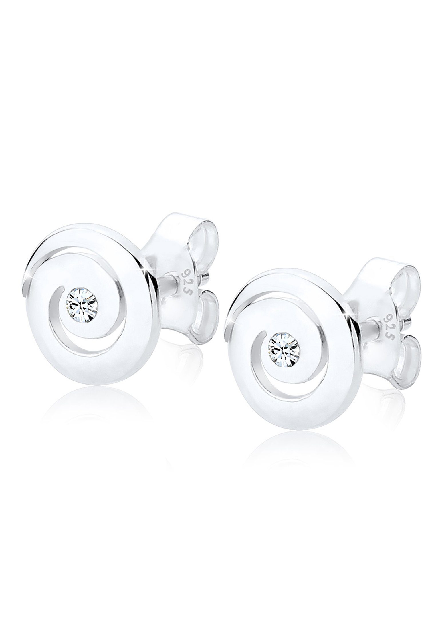 Elli Paar Ohrstecker Spirale Rund mit Kristallen von Swarovski® 925 Silber, Spirale