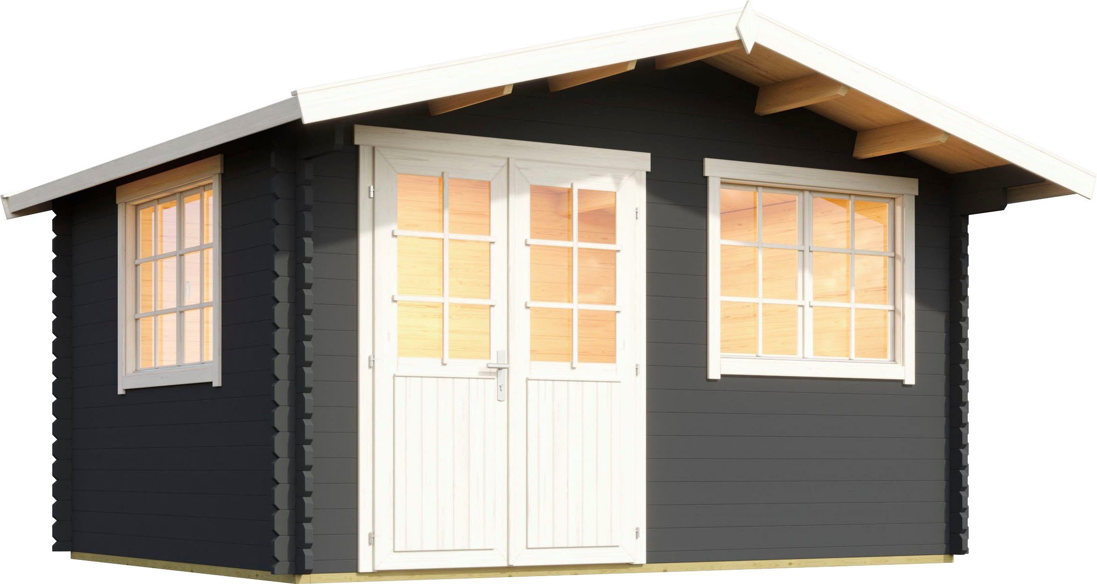 LASITA MAJA Gartenhaus Norderney 2, BxT: 444,6x390 cm, (Set, inkl. Fussbodenbretter zum verlegen), Blockbohlenhaus 40 mm