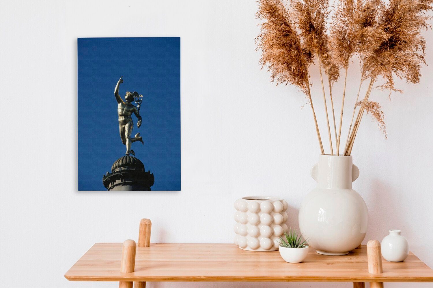 Hermes, Leinwandbild (1 Statue Zackenaufhänger, OneMillionCanvasses® Gemälde, St), des fertig cm 20x30 Eine bespannt inkl. Leinwandbild