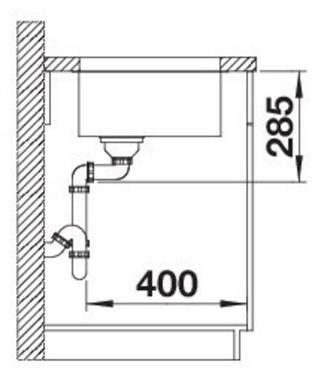 Blanco Edelstahlspüle SOLIS 400-U, eckig, 44/44 cm, (1 St), zum wechselseitigen Einbau geeignet