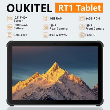 OUKITEL RT1 Tablet (10,1", 64 GB, Android 11, 2,4G+5G, Outdoor Tablet FHD+,10000 mAh,Octa-Core Prozessor IP68 Wasserdichter)