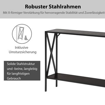 COSTWAY Konsolentisch, 2 Ebenen, Metallrahmen & Holz, schmal, 120x23x74 cm