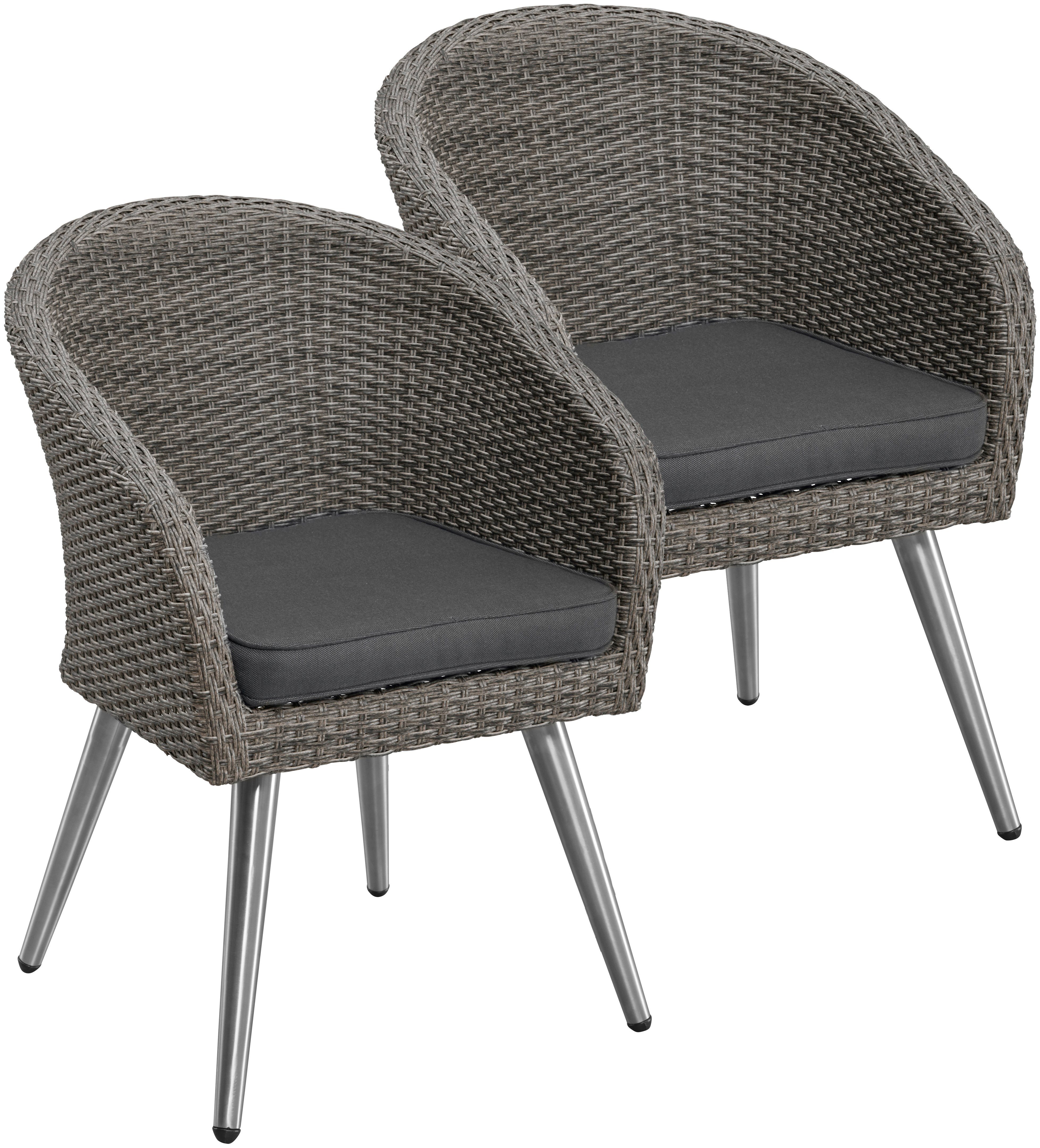 MERXX Gartenstuhl »Paris Boulevard« 2er Set, Polyrattan/Edelstahl, inkl