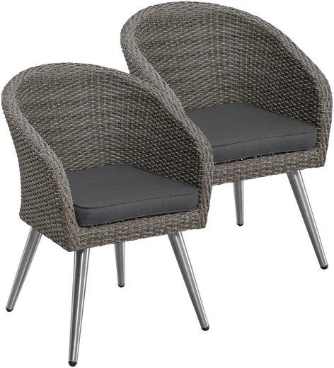MERXX Gartenstuhl »Paris Boulevard« 2er Set, Polyrattan/Edelstahl, inkl