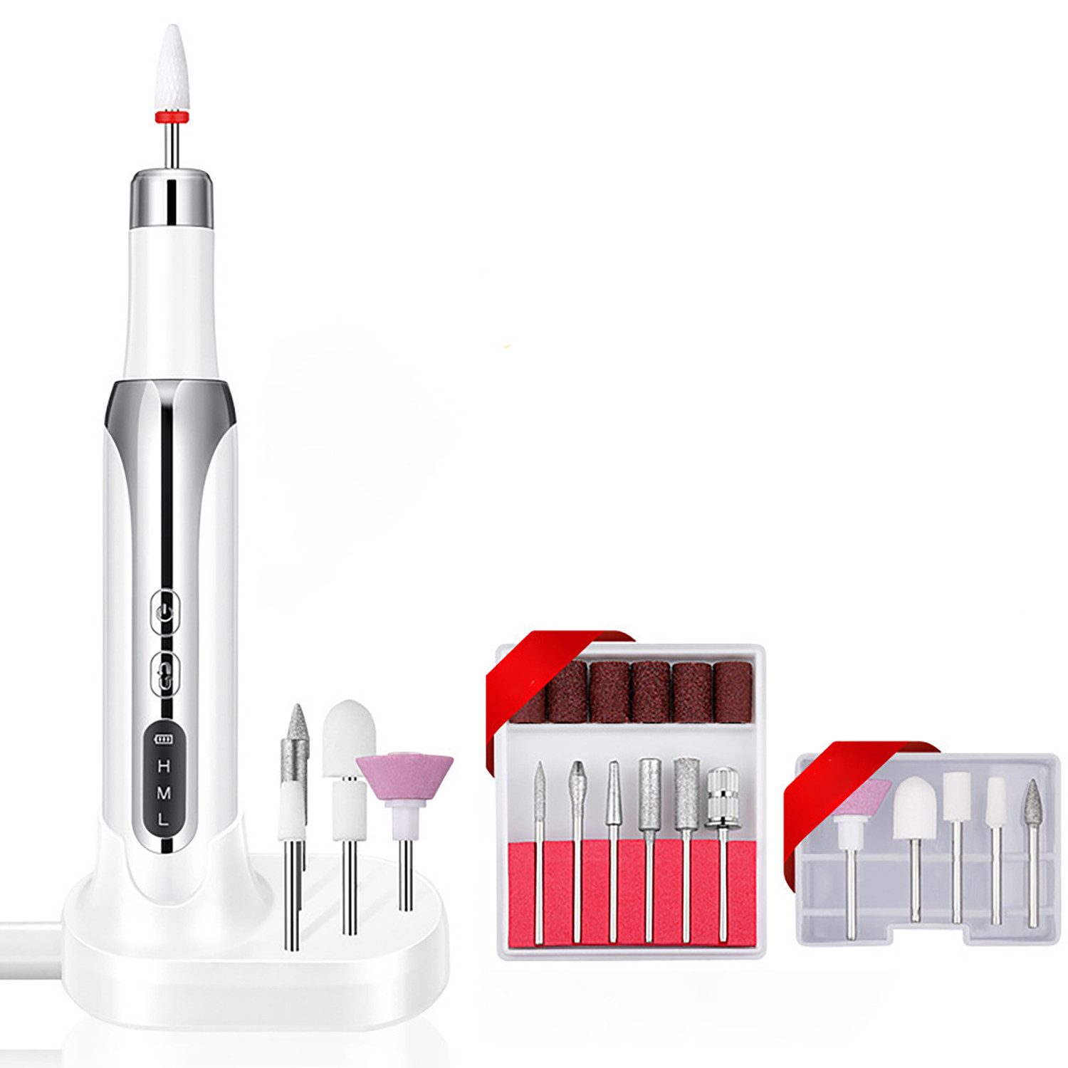 ibettertec Maniküre-Pediküre-Set Kabelloses tragbares Maniküreset,elektrische Maniküre mit Ladestation, inkl. 18 Aufsätze, 15000 hohe U/min
