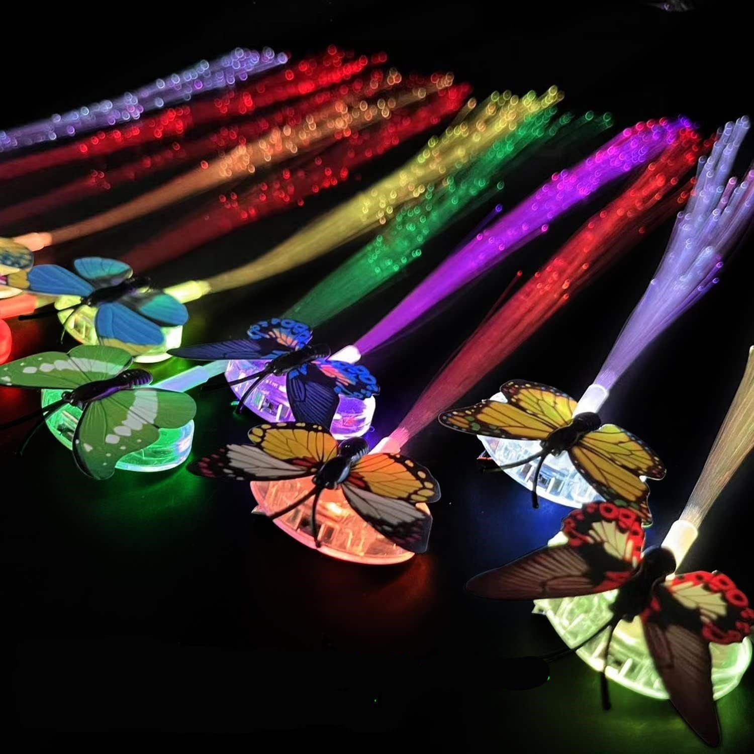 WaKuKa Diadem 12 Stück Musikfestival-Party LED-Schmetterlings-Glitzerzöpfe, (12-tlg)