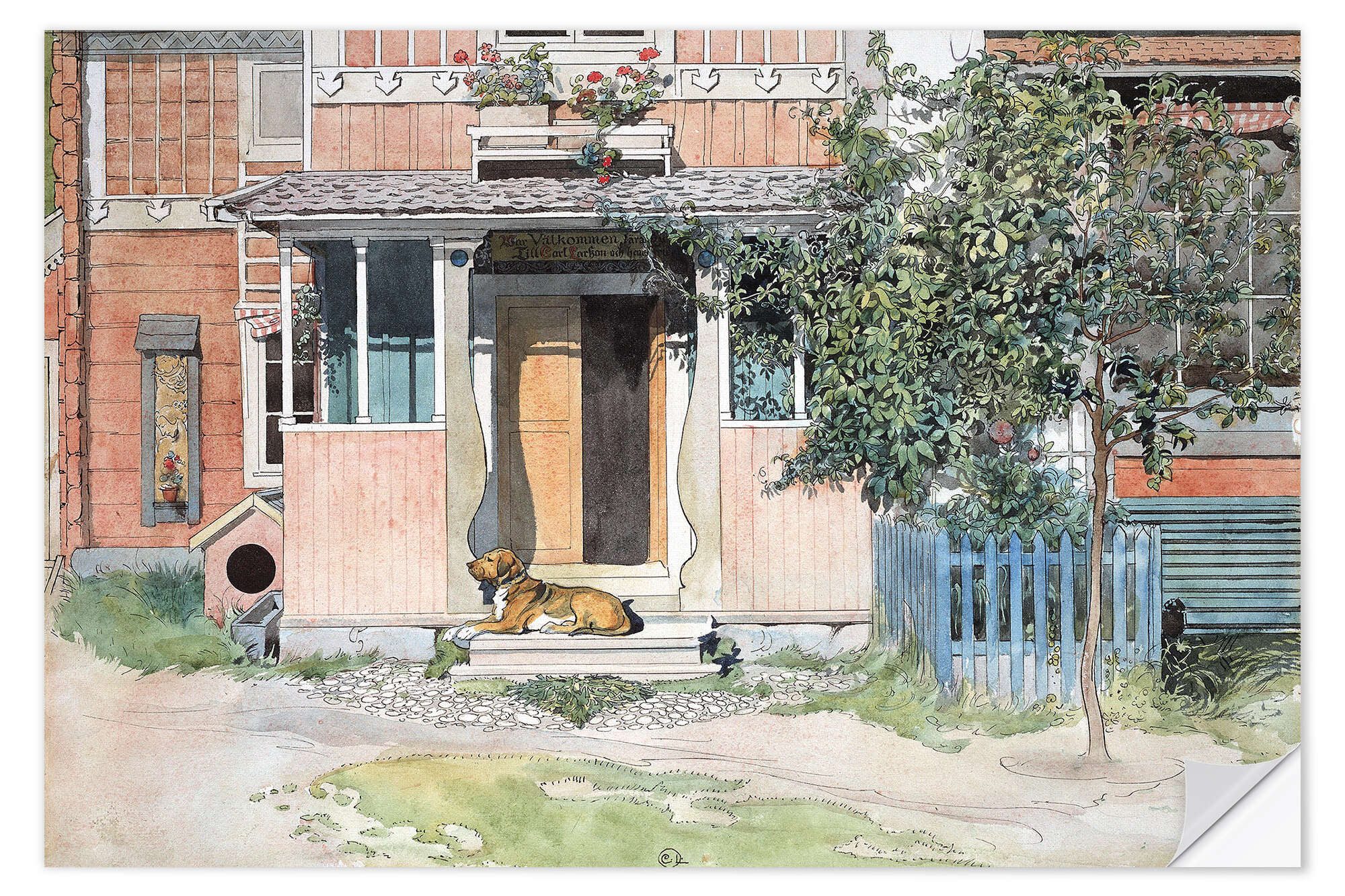 Posterlounge Wandfolie Carl Larsson, Die Veranda, Wohnzimmer Skandinavisch Malerei