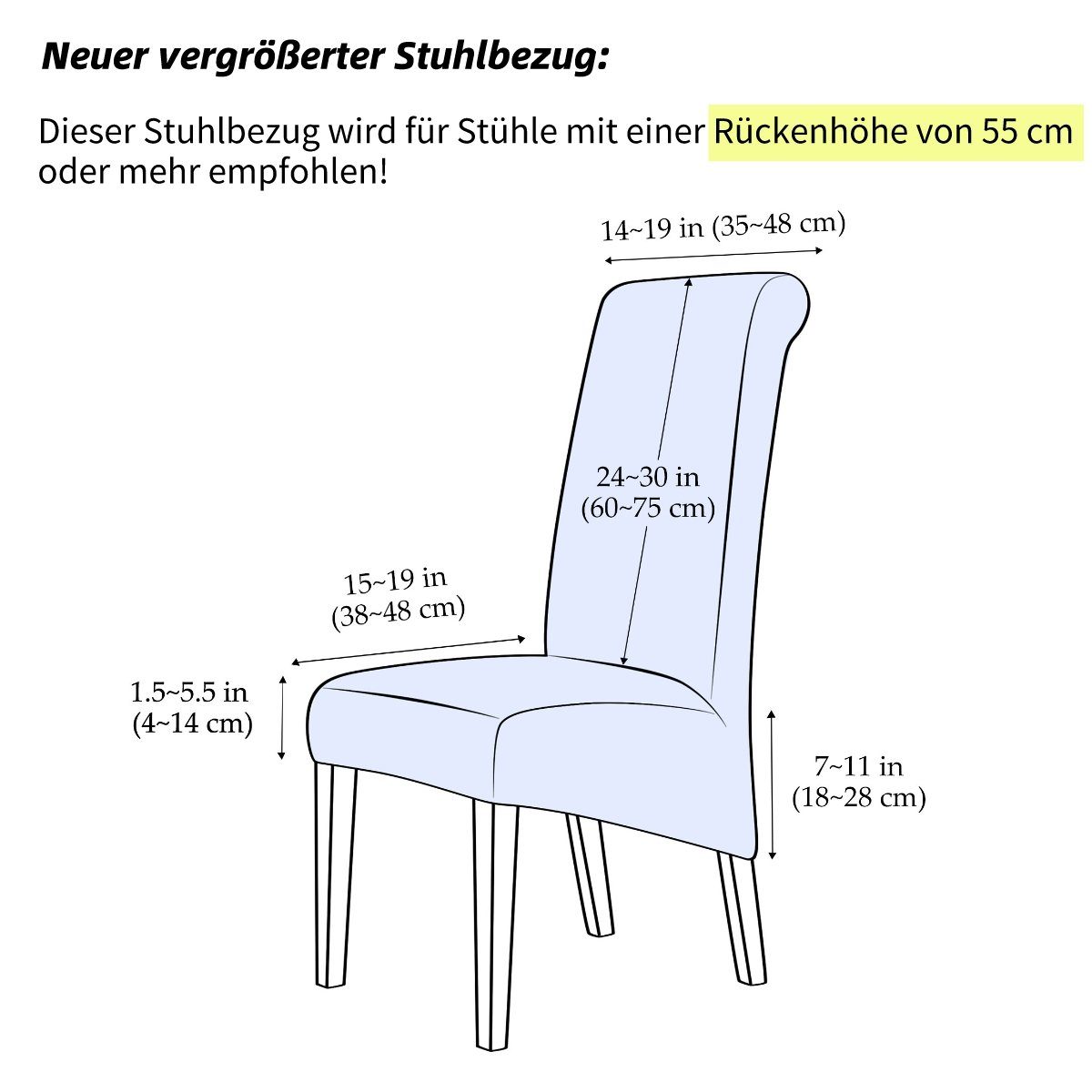 MULISOFT, Abnehmbare Stretch Hussen Gummiband Stuhlbezug Stühle, Waschbar dunkelgrau-XL Stuhlhussen, für Sitzflächenhusse mit