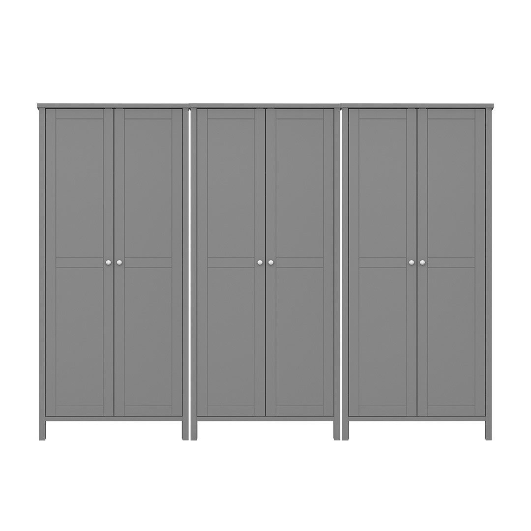 ebuy24 Kleiderschrank Tromsø Kleiderschrank 6 Türen grau.