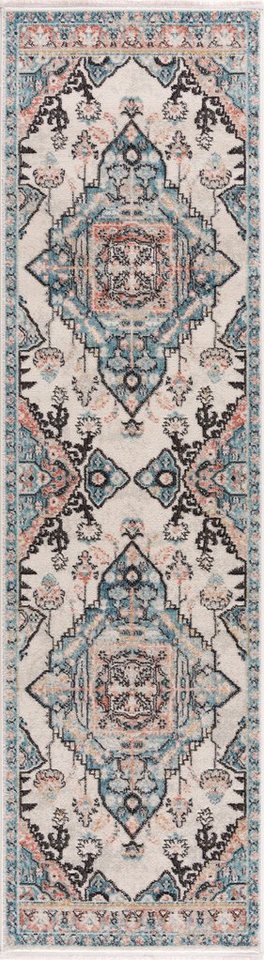 Läufer Novel 8634, Carpet City, rechteckig, Höhe: 11 mm, Vintage-Teppich  mit Fransen, Used-Look, Weich, Multicolor