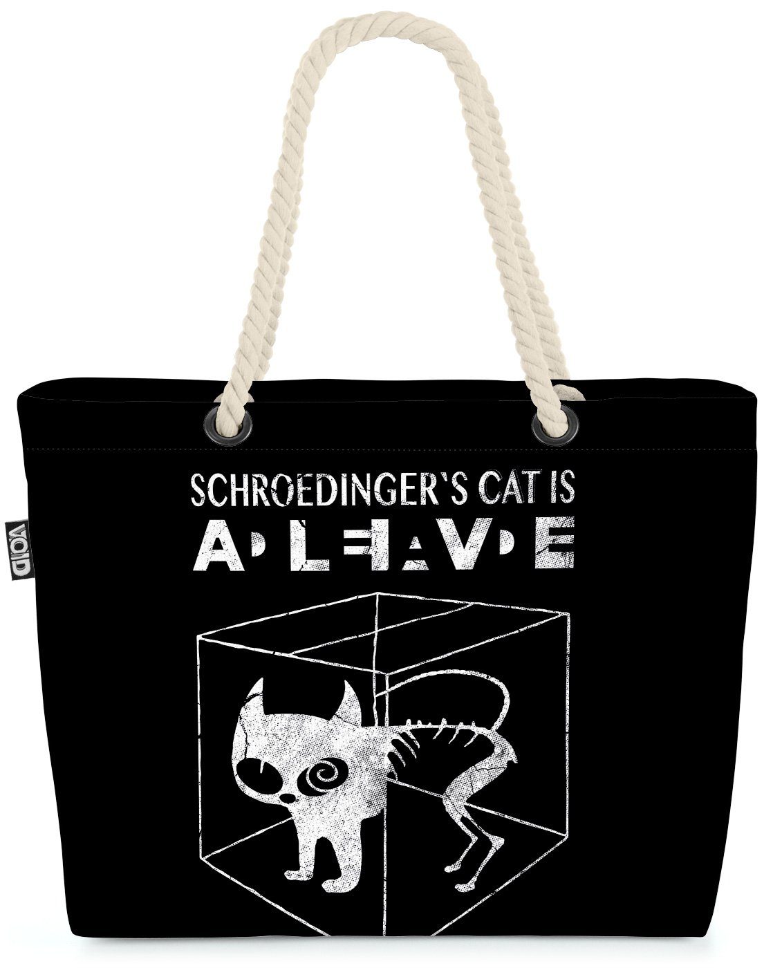VOID Strandtasche (1-tlg), Sheldon Schrödingers Katze Shopper Beach Bag big bang Physik schwarz
