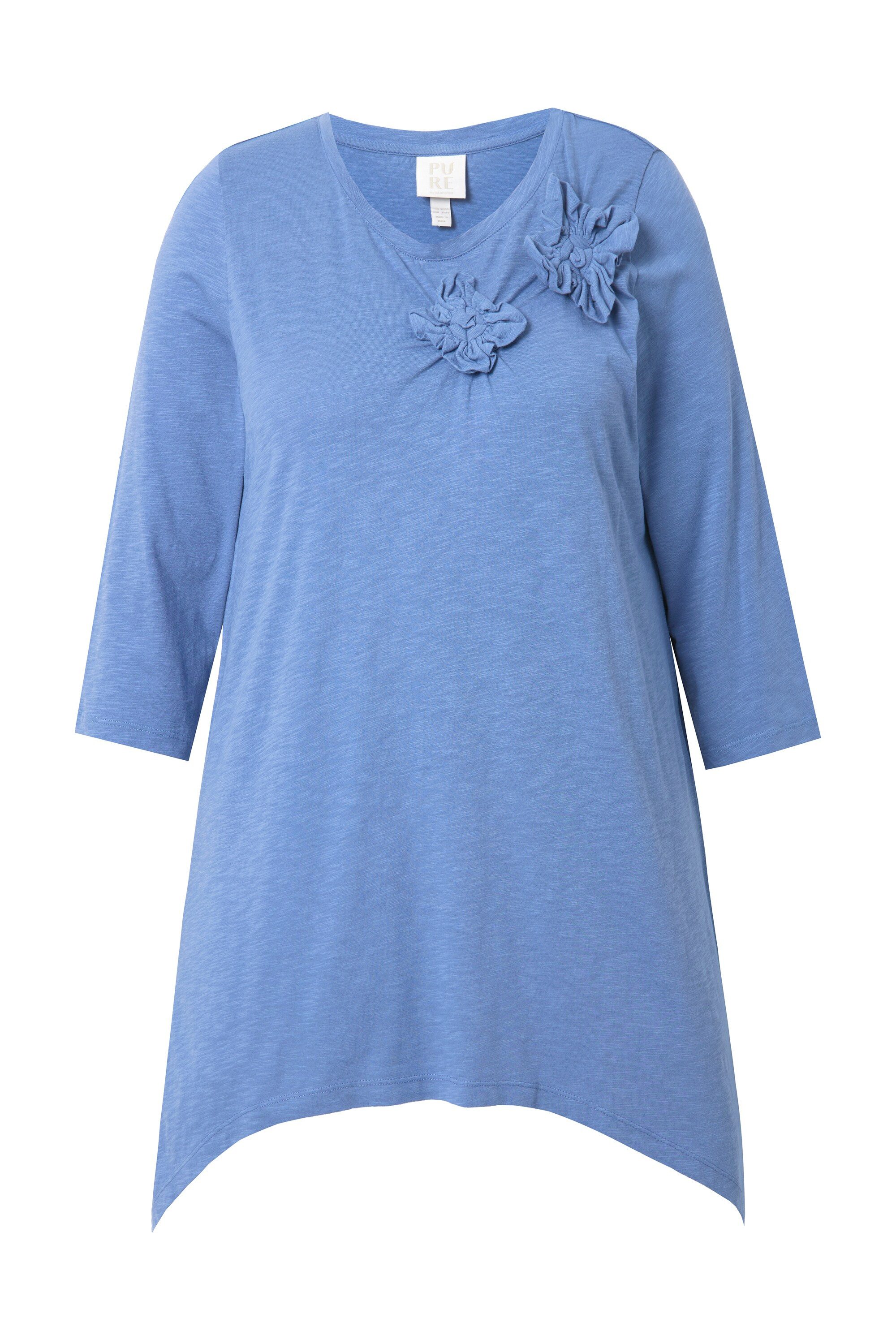 Ulla Popken Longshirt Shirt 3D-Blüten Rundhals günstig online kaufen