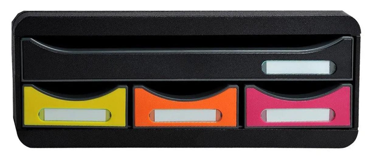 EXACOMPTA Schubladenbox TOOLBOX, Ablagemodul mit 4 Schubladen - Regenbogen - 319798D, Boxen stappelbar