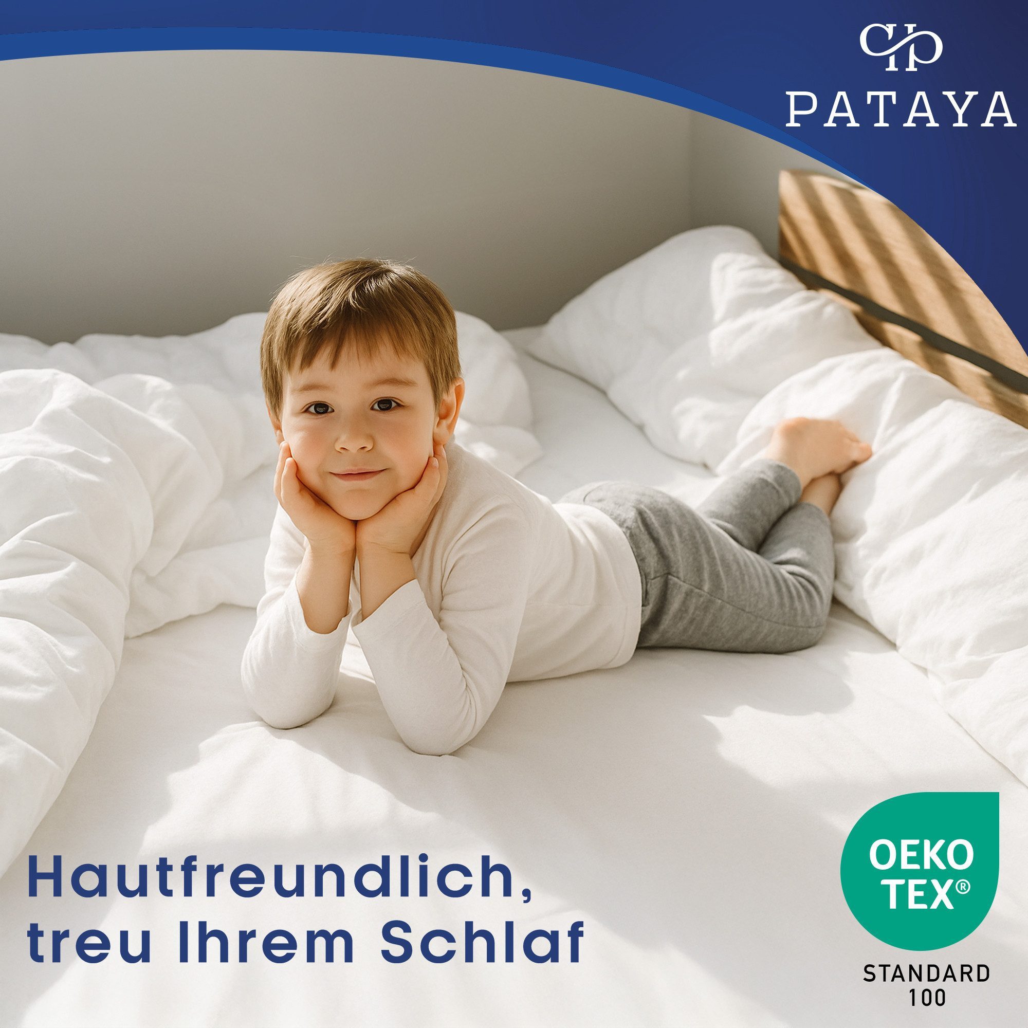 Pataya Spannbettlaken Jersey Bettlaken, bis zu 25cm Höhe, (1 Stück), Premium, Rundumgummi, atmungsaktiv, hautfreundlich – Bild 5 von 5