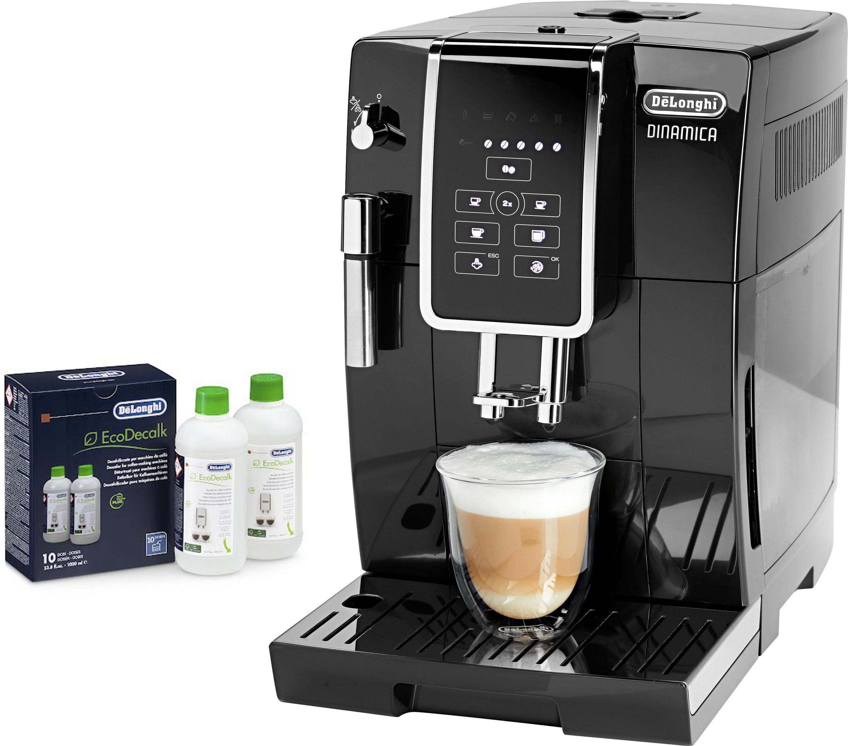 De’Longhi Kaffeevollautomat Dinamica ECAM 358.15.B, Sensor-Bedienfeld, inkl. Pflegeset im Wert von € 31,99 UVP