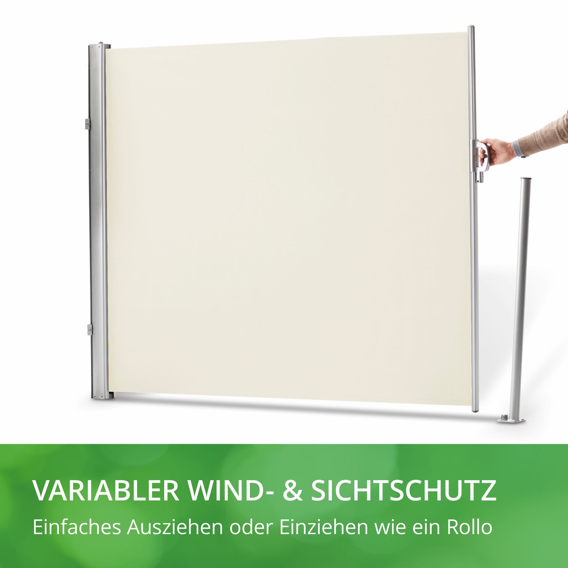 Leco Seitenmarkise mit Stahlrohrgestell 300 x 160 cm (ausziehbar) wetterbeständiges Gewebe