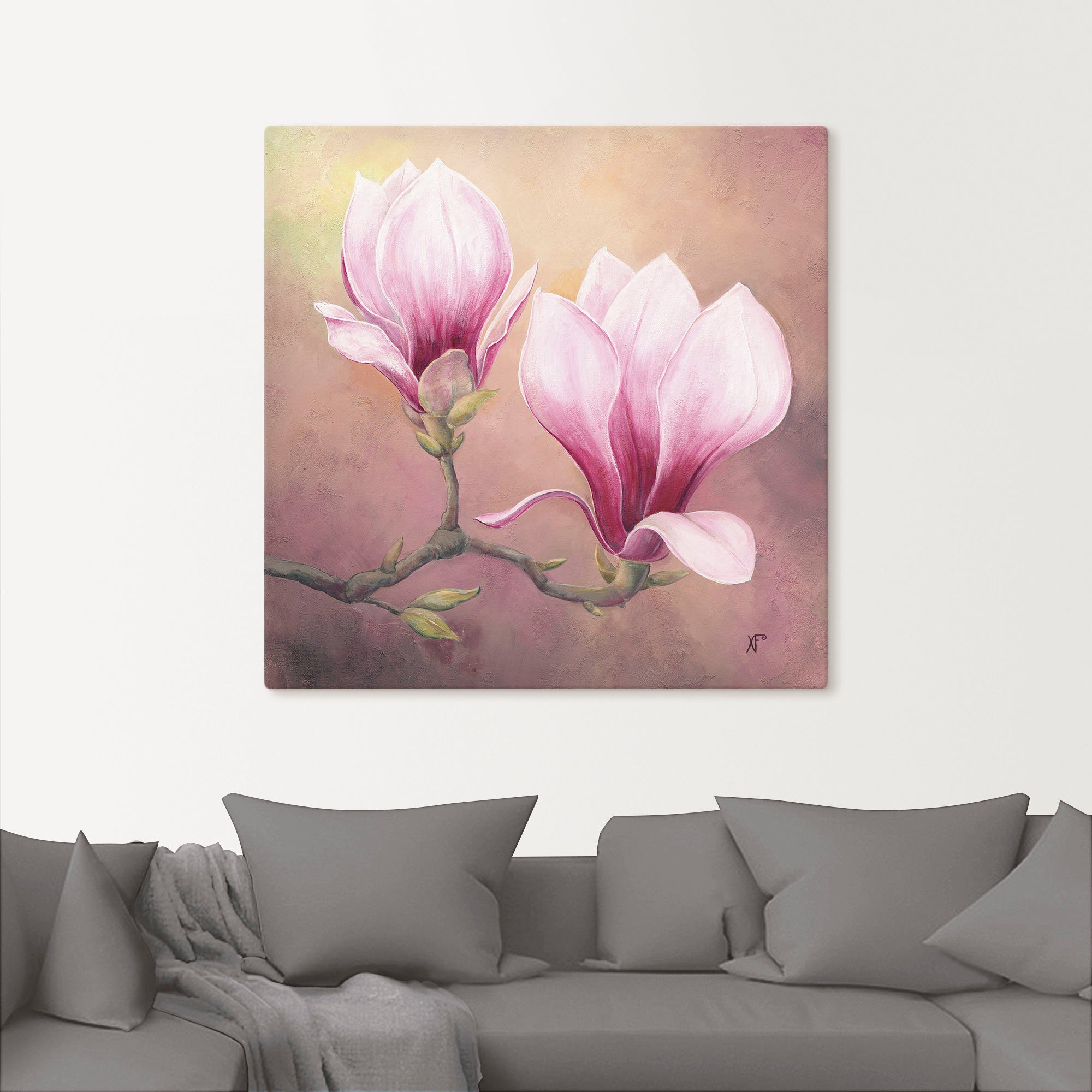 Artland Leinwandbild Späte Magnolie, Blumenbilder (1 St), auf Holzrahmen gespannt