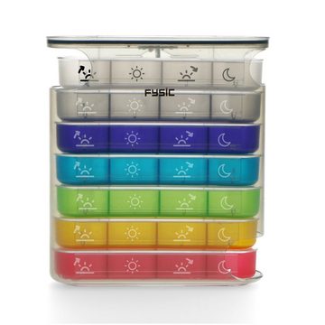 Fysic Pillendose FC-53 (1 St), 7 Tage Pillenorganisator, BPA-frei, Farbig mit einfachem Schiebesystem