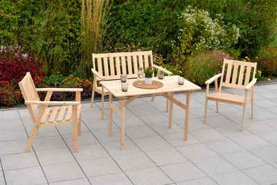 Gartenmöbel Ambiente Garten-Essgruppe Norderney Set 4tlg., (Spar Set, 2 Sessel, 1 Bank, 1 Tisch)