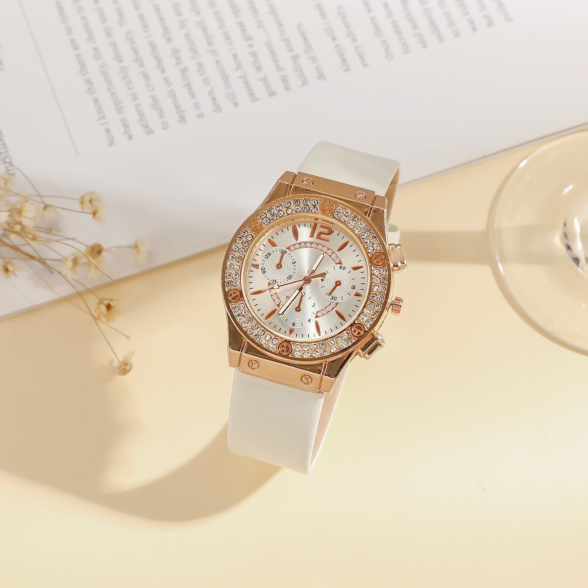 Fyrove Quarzuhr Damen Geschenkset Schmuck mit Uhr, Geschenk für Frauen, (mit Armbanduhr, Halskette, Armband, Ohrringen und Ring, Geschenk für Frauen, 5-tlg., Da – Bild 4 von 5