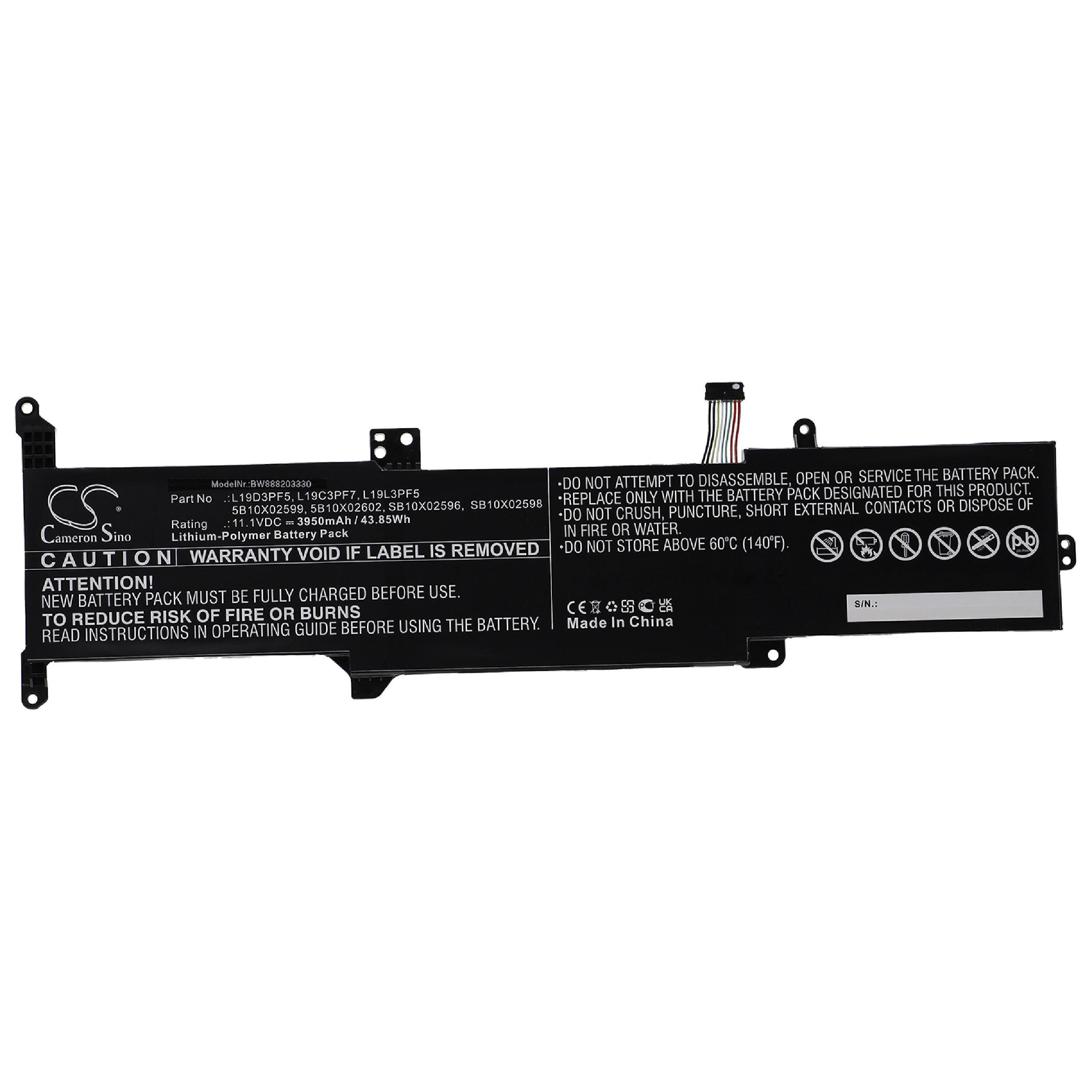 vhbw Ersatz für Lenovo 5B10X02599, 5B10X02602, L19C3PF7, L19D3PF5, Laptop-Akku 3950 mAh