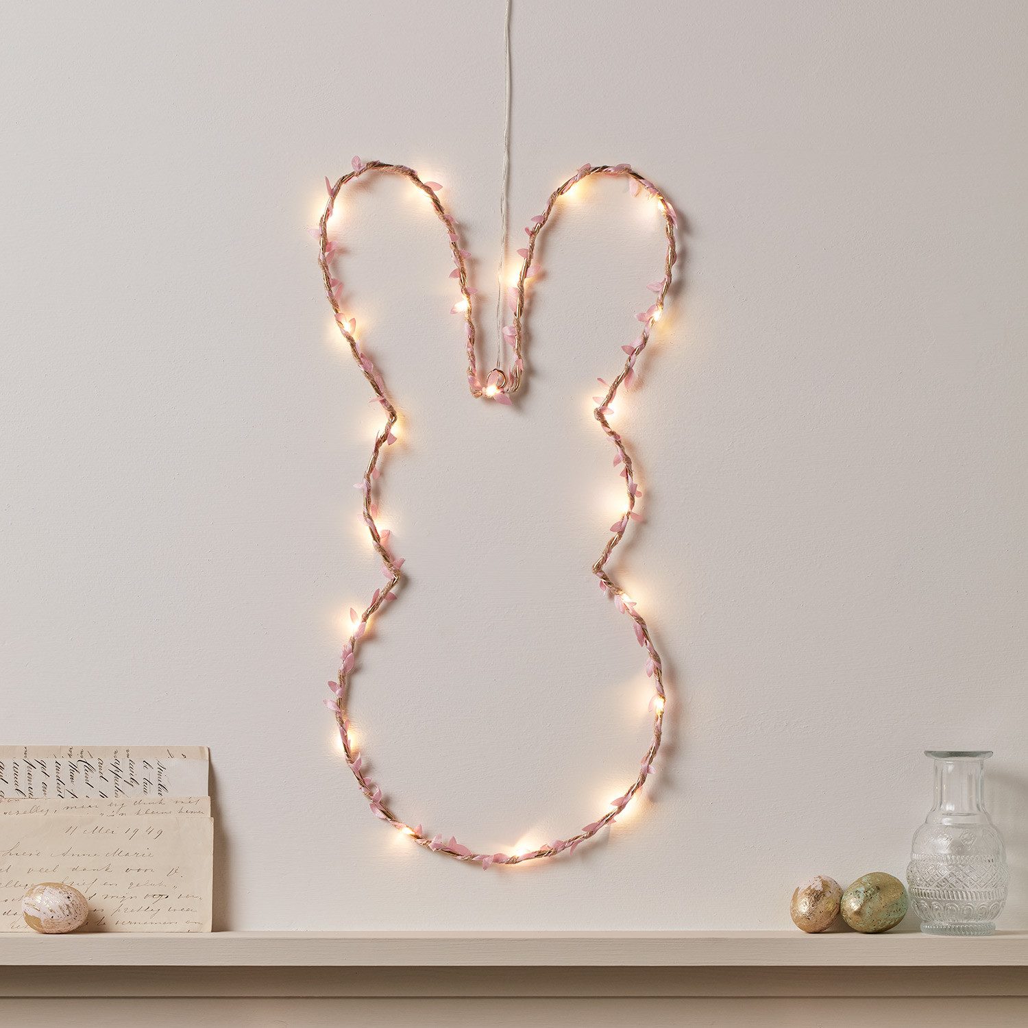 Lights4fun Osterhase Micro LED Hase gold