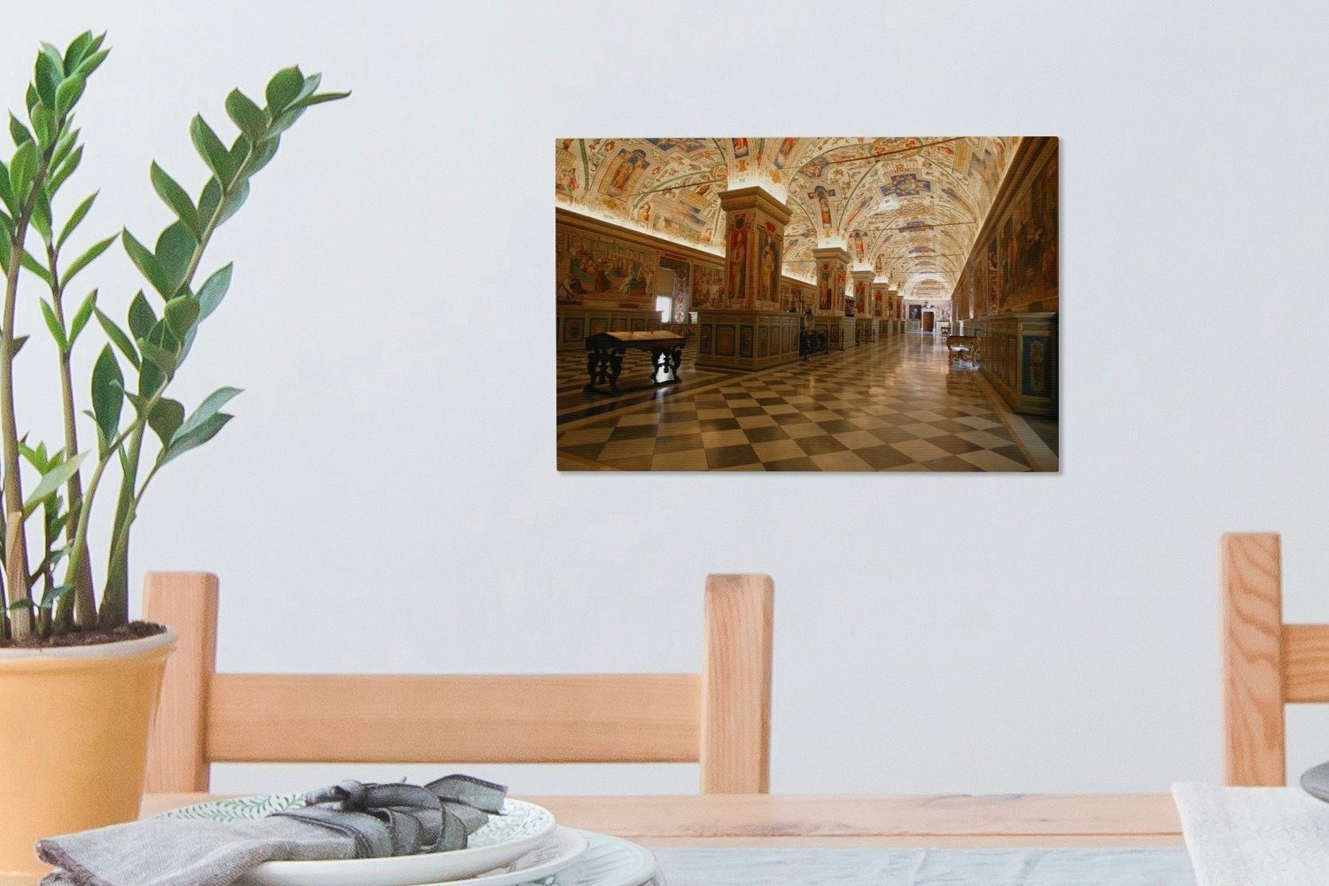 Saal Wanddeko, Leinwandbild Vatikanischen Bibliothek (1 St), Wandbild Museum, cm OneMillionCanvasses® Aufhängefertig, Leinwandbilder, im der 30x20