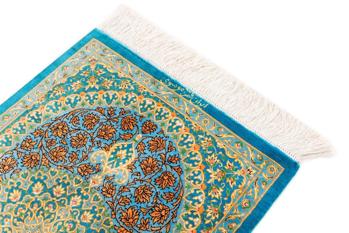 Nain Orientteppich, 3 40x61 mm Signiert Mousavi Trading, Höhe: rechteckig, Handgeknüpfter Seidenteppich Ghom Seide