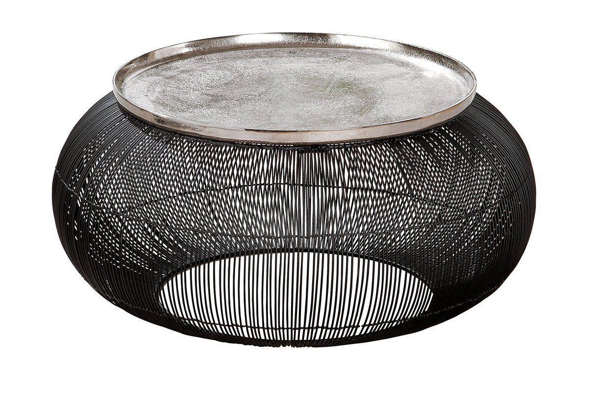 GILDE Beistelltisch GILDE Tisch Puntual - schwarz-silber - H. 30,5cm x D. 64cm | Deko-Objekte