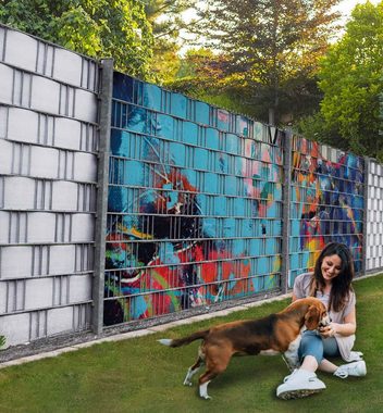 MyMaxxi Sichtschutzstreifen Zaunsichtschutz Straßenkunst bunt Sichtschutz Garten Zaun
