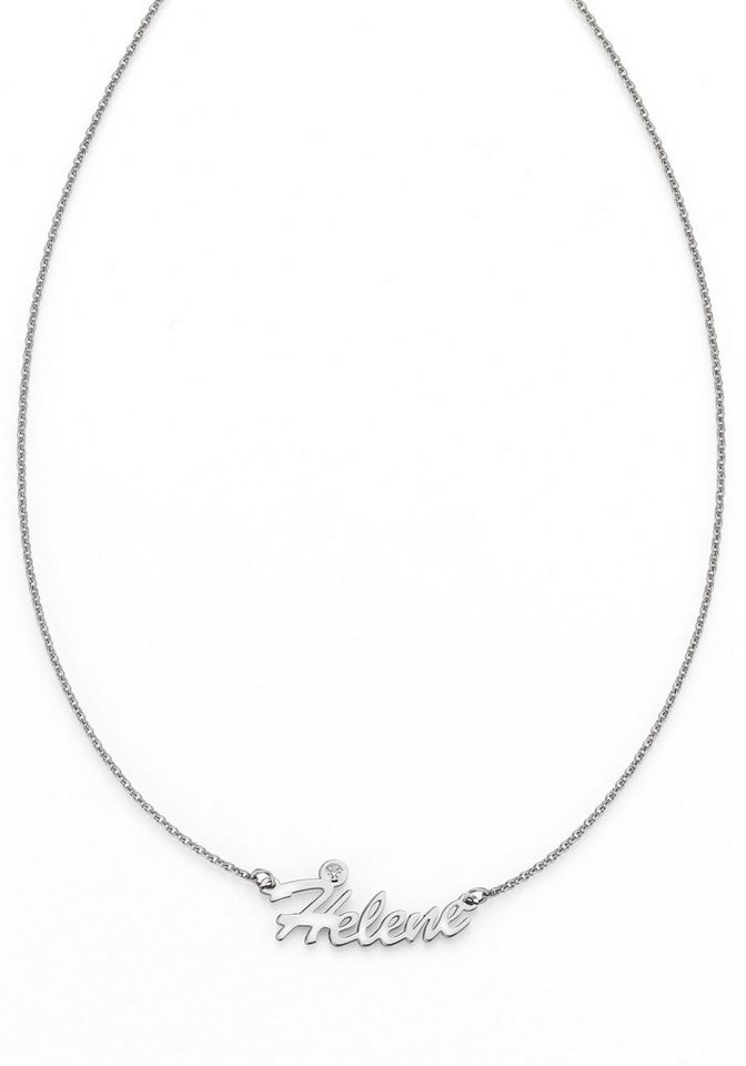 Firetti Namenskette Schmuck Geschenk Silber 925 Halskette mit deinem Namen, GRAVURwunsch  per Mail, Anlass Geburtstag Valentinstag Weihnachten, Gesamtlänge ca. 45  cm, verstellbar - variabel durch Namenslänge
