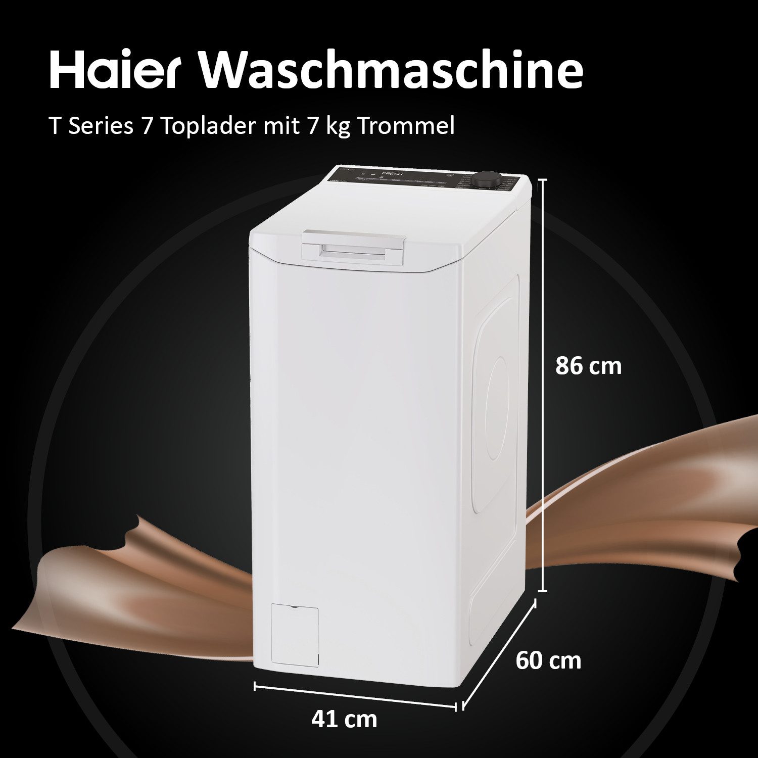 Haier Waschmaschine Toplader THASNQ476TM5-84, 7 kg, 1400 U/min, Optionale Steuerung per Wi-Fi & App