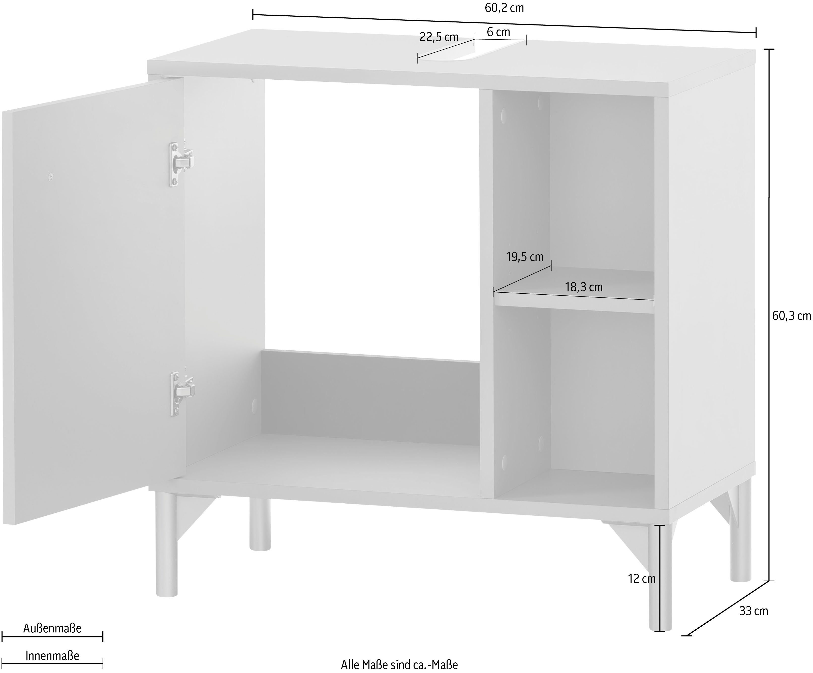 welltime Waschbeckenunterschrank Ando, Waschbeckenunterschrank, Made in Germany, B: 60,2 cm Solide Verarbeitung - Dieses Produkt ist in Deutschland gefertigt – Bild 5 von 5