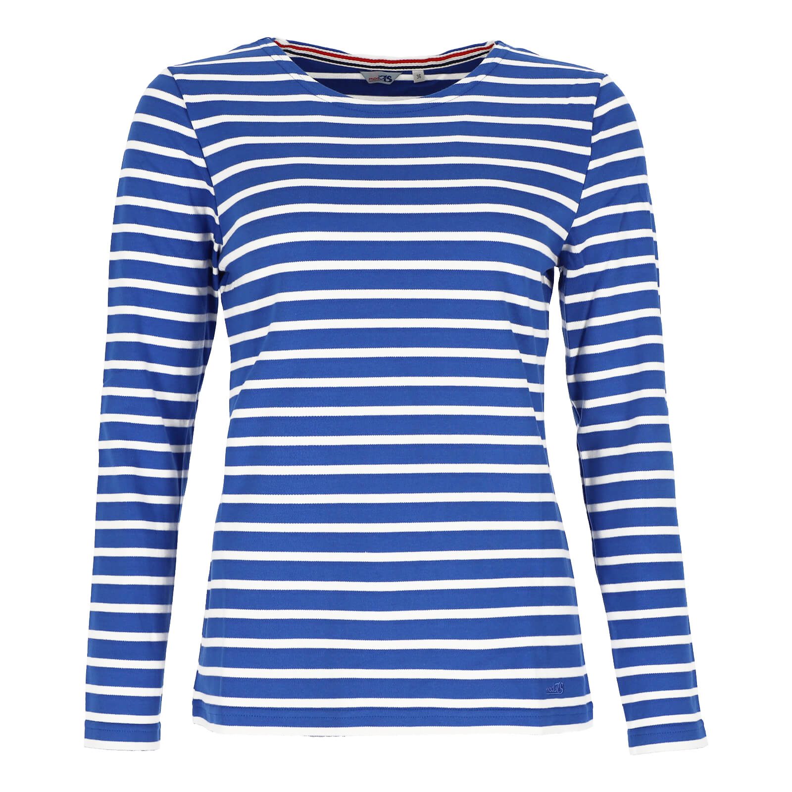 modAS Langarmshirt Damen Bretonisches Streifenshirt 25904 Langarm - Sweatshirt gestreift Shirt gestreift aus Baumwolle, Rundhalsausschnitt, femininer Schnitt
