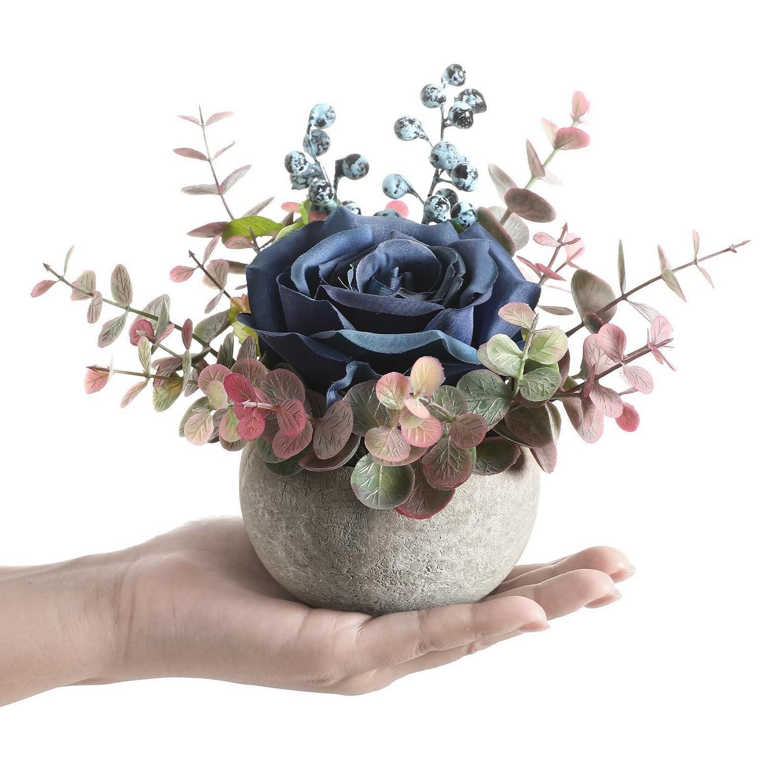 Kunstblume Kunstblumen-Set mit Topf, Blau, LuxusKollektion, Höhe 12 cm