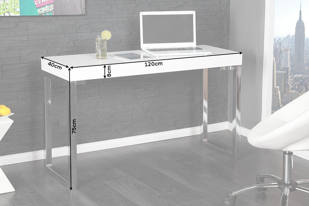 DESK · Konsolentisch Design 120cm Modern Hochglanz · WHITE weiß, Konsole riess-ambiente Bürotisch ·