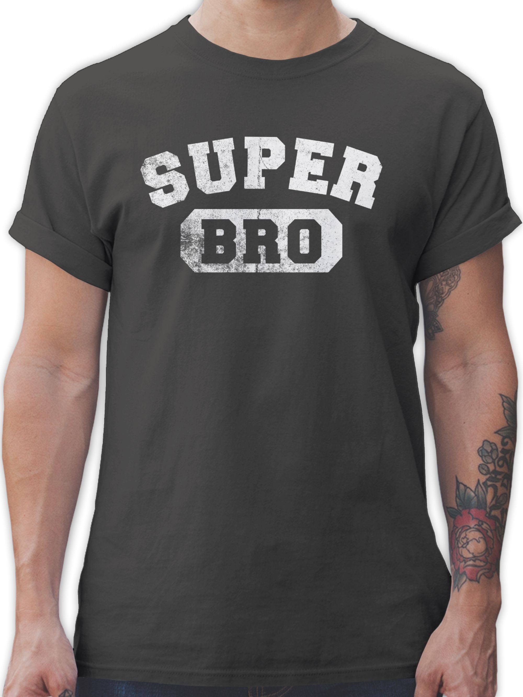 Shirtracer T-Shirt Super Bro Weihnachten 03 Bruder Dunkelgrau Geschenkidee Brother Geschenk Bruder